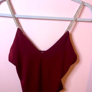 ⭐️Burgundy rhinestone body suit (4 for $30)